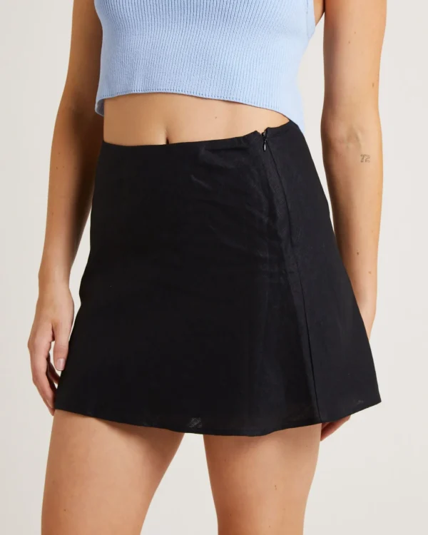 Clearance SUBTITLED Ella Linen A-Line Mini Skirt In Black