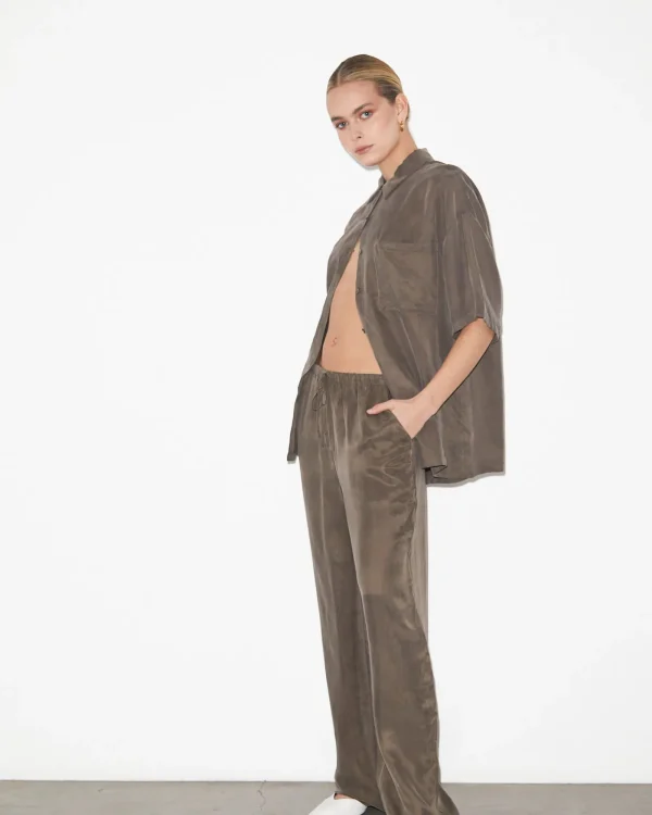 Discount STUDIO Ember Silky Jacquard Pj Pants In Coffee Brown