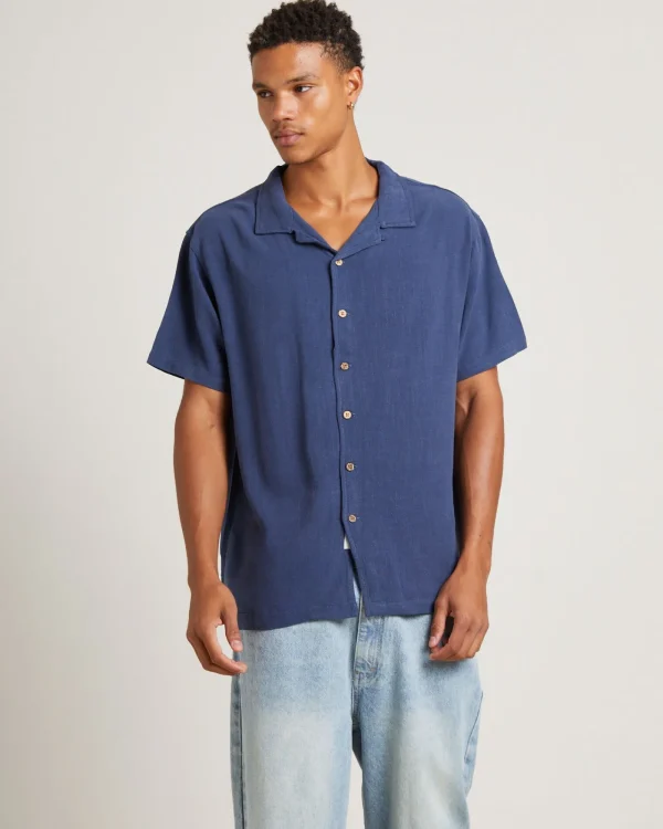 Sale THE CRITICAL SLIDE SOCIETY Ernie Short Sleeve Resort Shirt In Navy