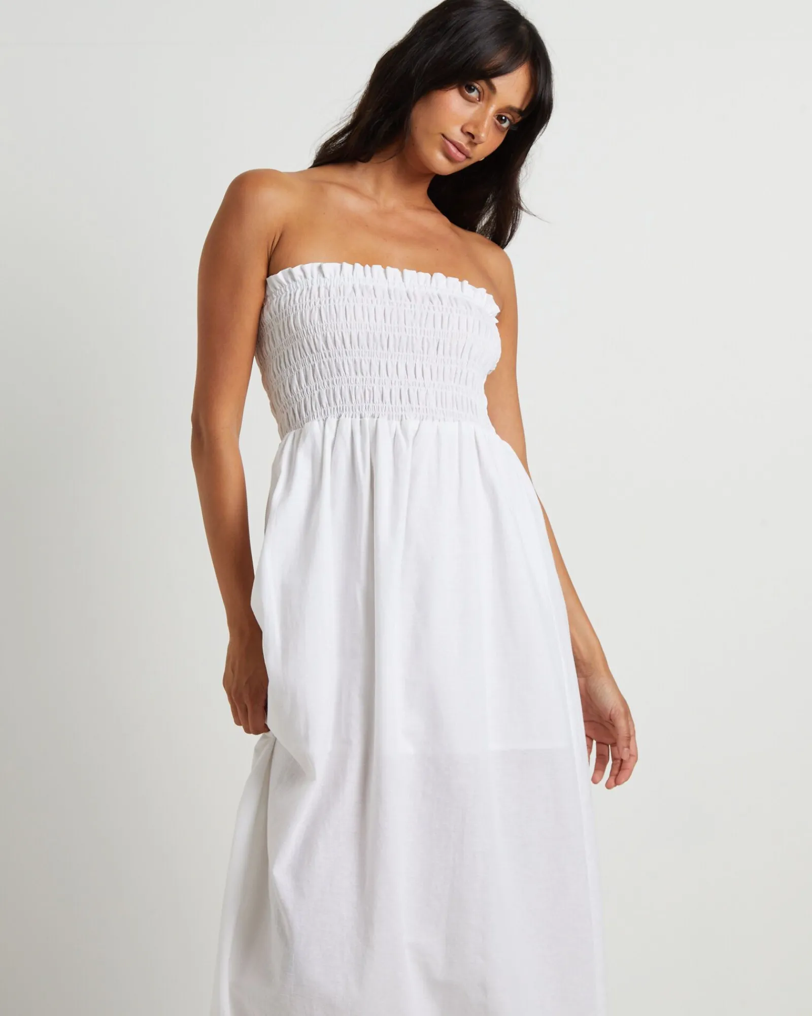 esme_shirred_bandeau_maxi_3-1.webp New SUBTITLED Esme Shirred Bandeau Maxi Dress In White