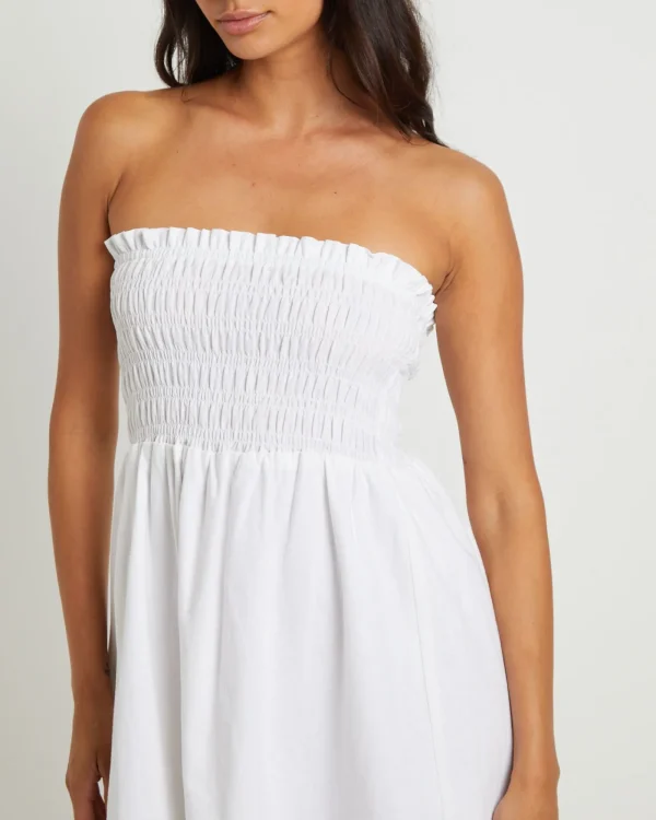 New SUBTITLED Esme Shirred Bandeau Maxi Dress In White