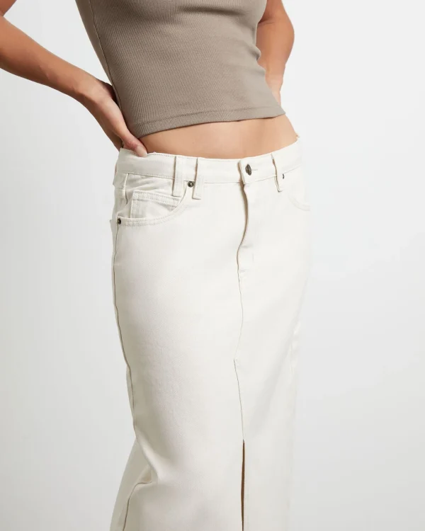 New INSIGHT Eva Maxi Denim Skirt In Chalk
