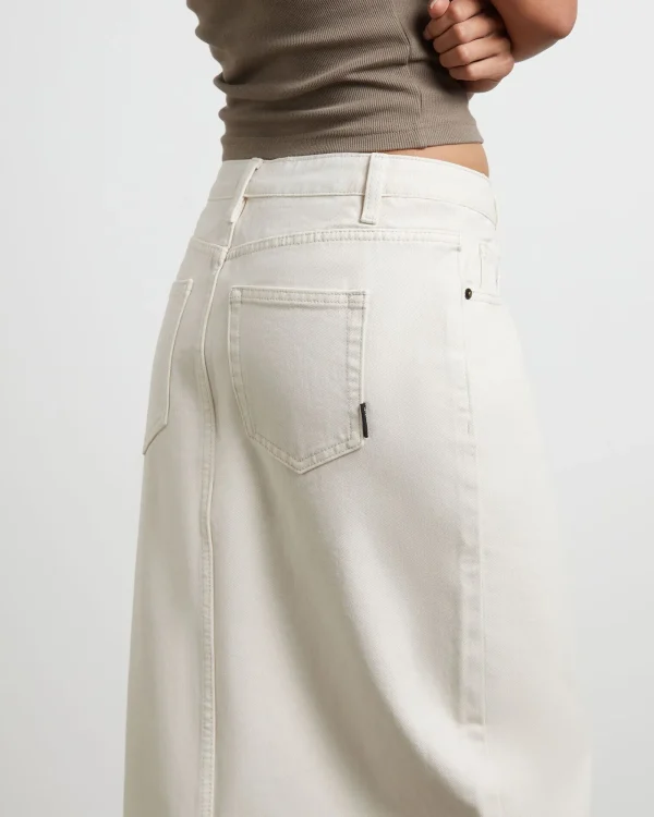 New INSIGHT Eva Maxi Denim Skirt In Chalk