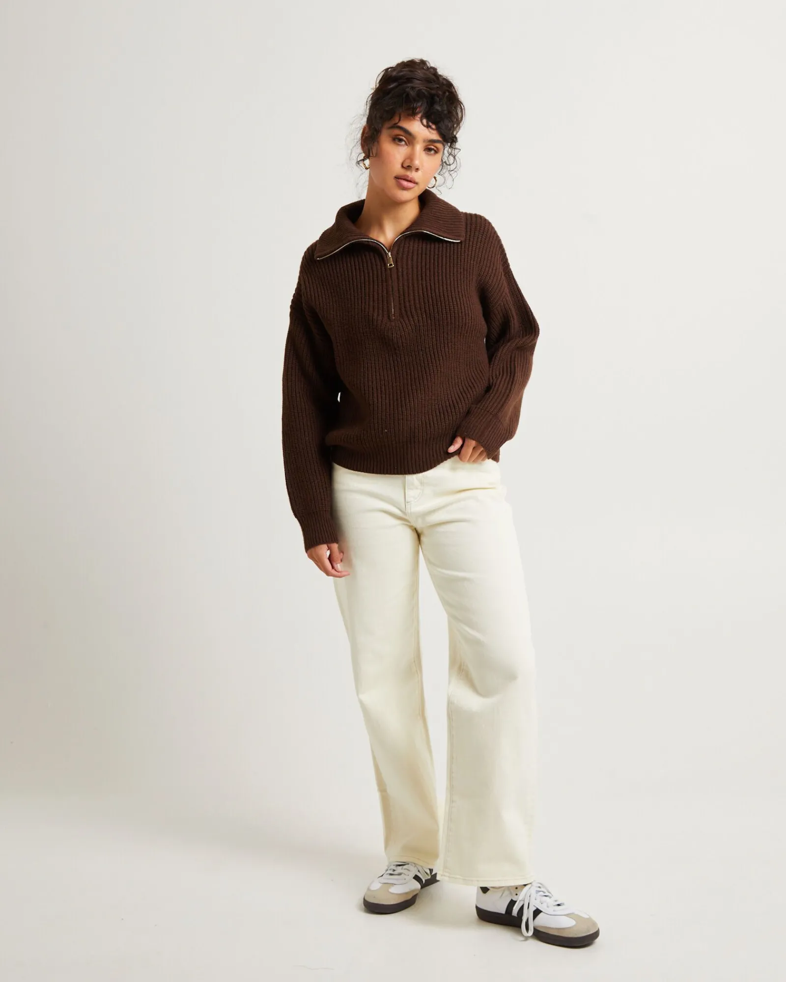 ezra_half_zip_knit_pull_o_2-2.webp Cheap SUBTITLED Ezra Half Zip Knit Pull Over Chocolate Brown