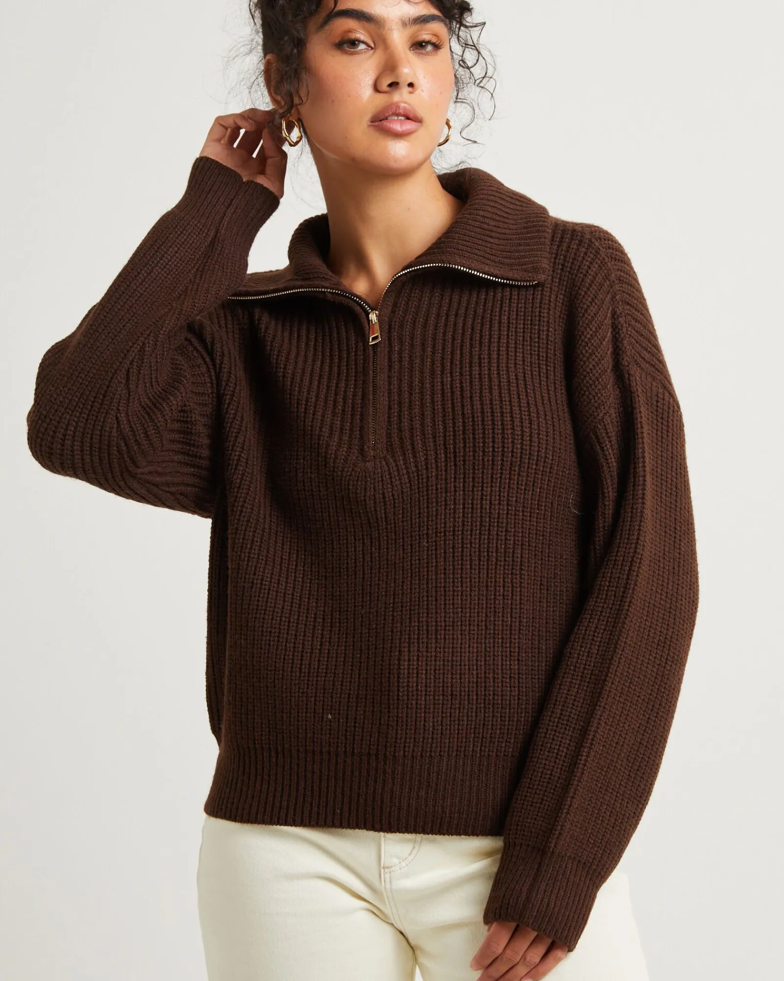 ezra_half_zip_knit_pull_o_4-2.webp Cheap SUBTITLED Ezra Half Zip Knit Pull Over Chocolate Brown
