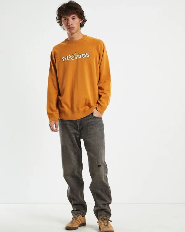 Outlet AFENDS Farming Recycled Knit Crewneck Sweater In Mustard Yellow