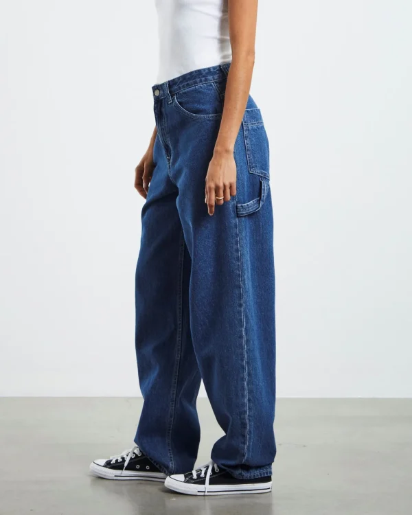 Cheap DR DENIM Faye Worker Jeans Pebble Mid Stone