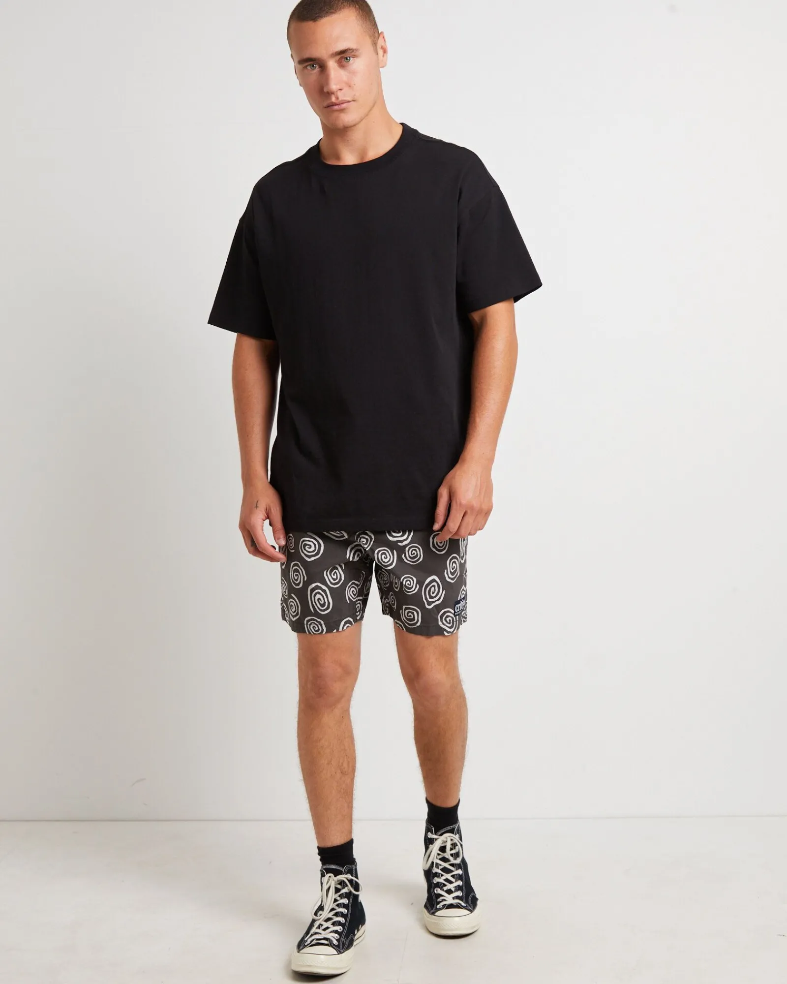 feral_trunk_shorts_in_bla_0.webp Sale THE CRITICAL SLIDE SOCIETY Feral Trunk Shorts In Black