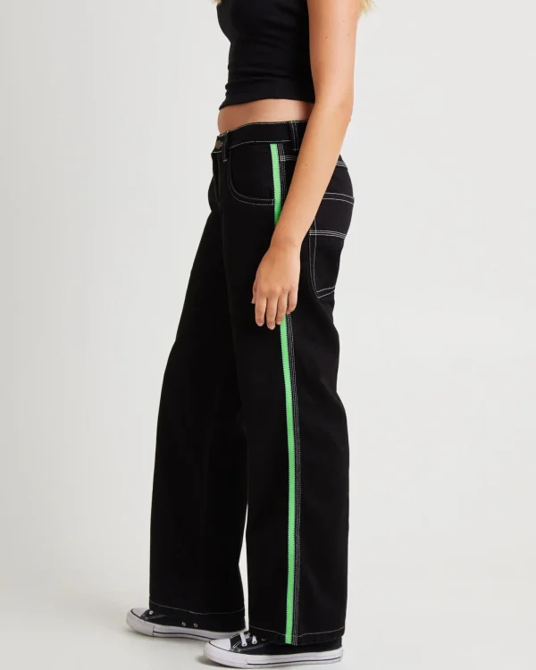 Hot RUSTY Flip Mommy Low Rise Wide Leg Denim Pants