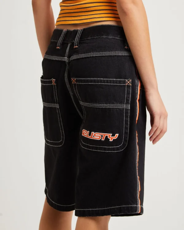 Shop RUSTY Flip Mommy Low Rise Wide Leg Denim Shorts