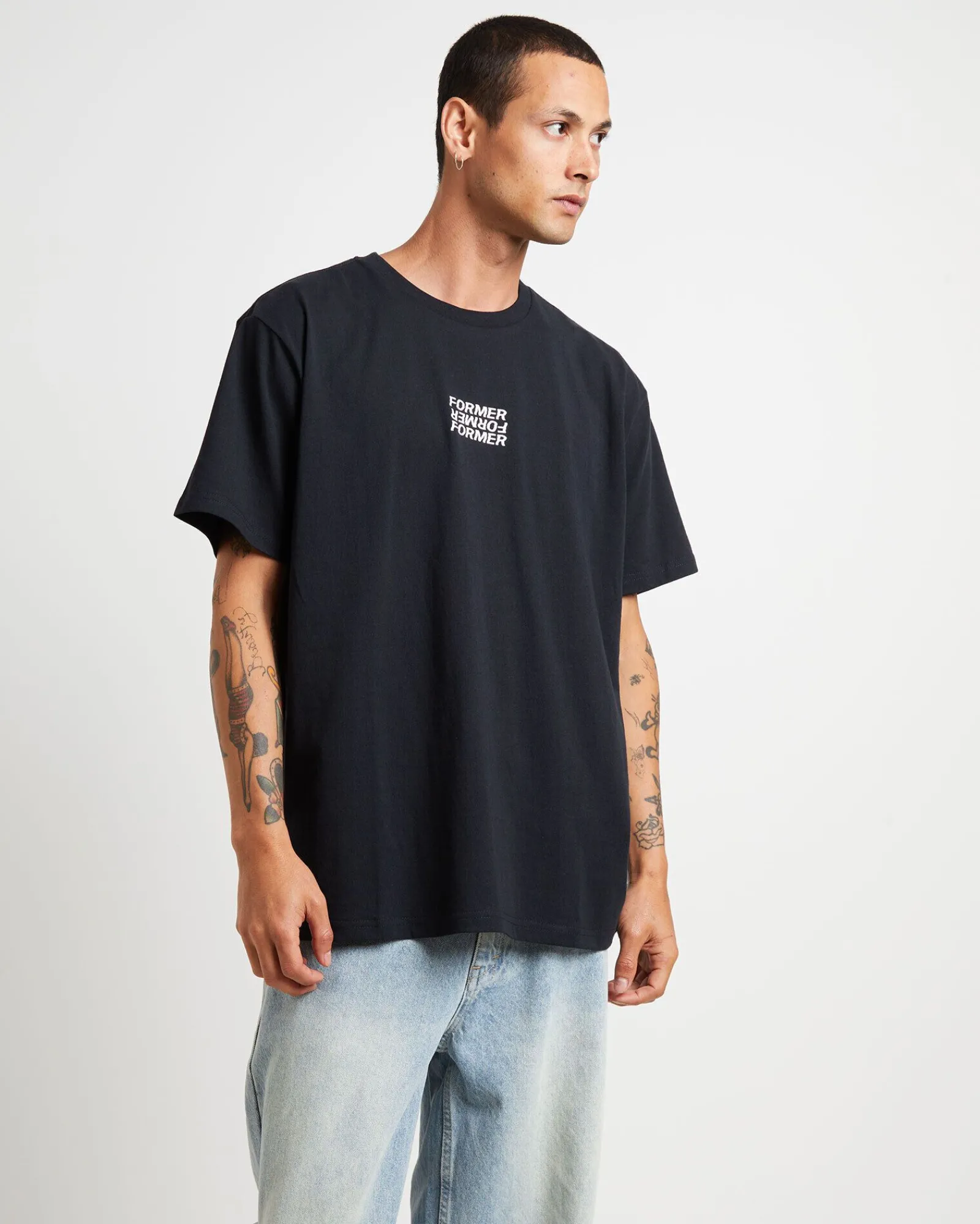 fractional_short_sleeve_t_1.webp New FORMER Fractional Short Sleeve T-Shirt In Black