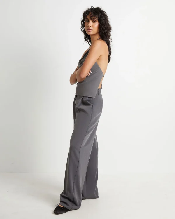 Outlet ALICE IN THE EVE Frankie Slinky Cowl Neck Halter Top In Slate Grey