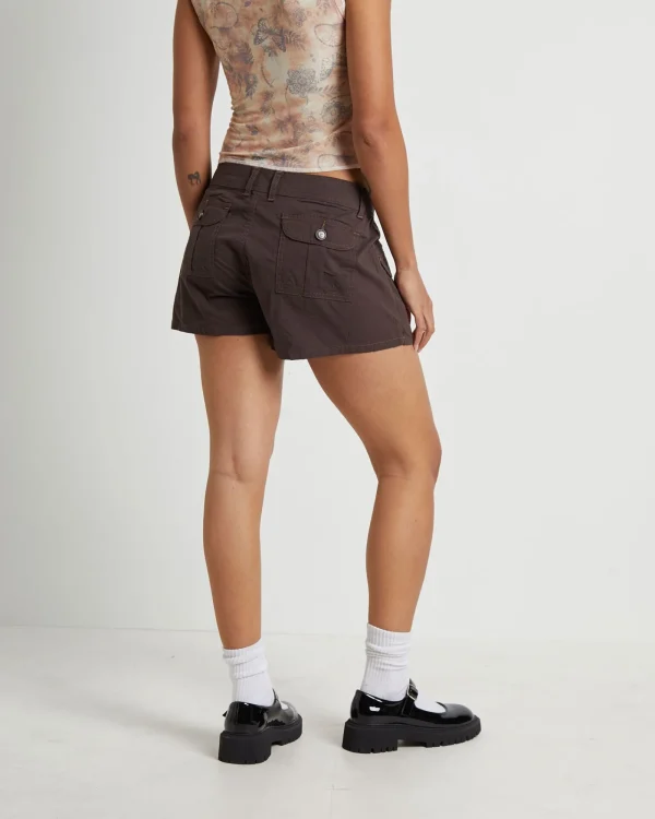 Outlet NEON HART Freda Utility Pocket Low Rise Shorts In Chestnut Brown