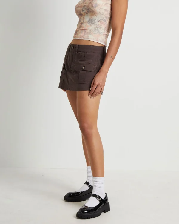Outlet NEON HART Freda Utility Pocket Low Rise Shorts In Chestnut Brown
