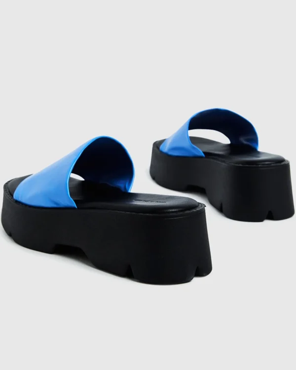 Hot ALICE IN THE EVE Freya Flatform Slides Azure Blue/Black