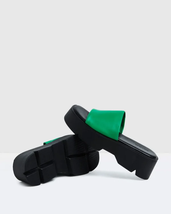Hot ALICE IN THE EVE Freya Flatform Slides Fern Green/Black