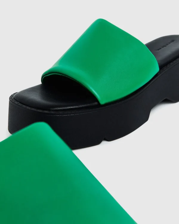 Hot ALICE IN THE EVE Freya Flatform Slides Fern Green/Black