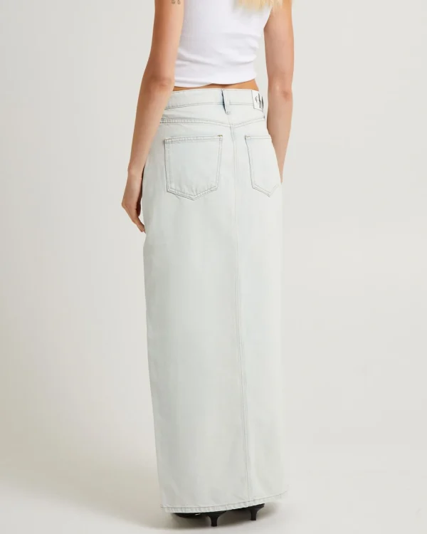 Discount CALVIN KLEIN Front Split Maxi Denim Skirt