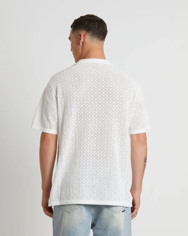 Best Sale ARVUST Fugar Knitted Short Sleeve Resort Shirt In White