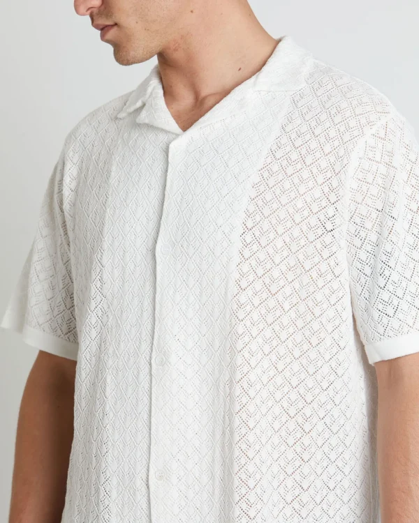 Best Sale ARVUST Fugar Knitted Short Sleeve Resort Shirt In White