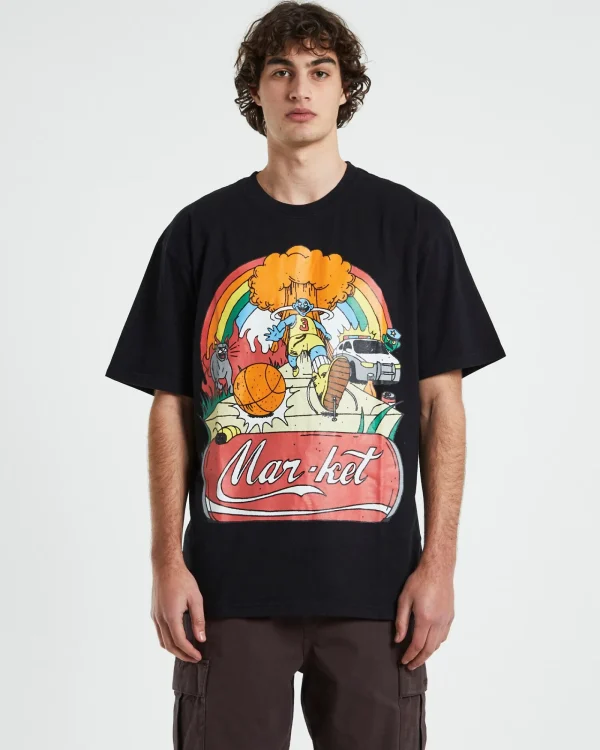Best MARKET Good Day Short Sleeve T-Shirt In Vintage Black