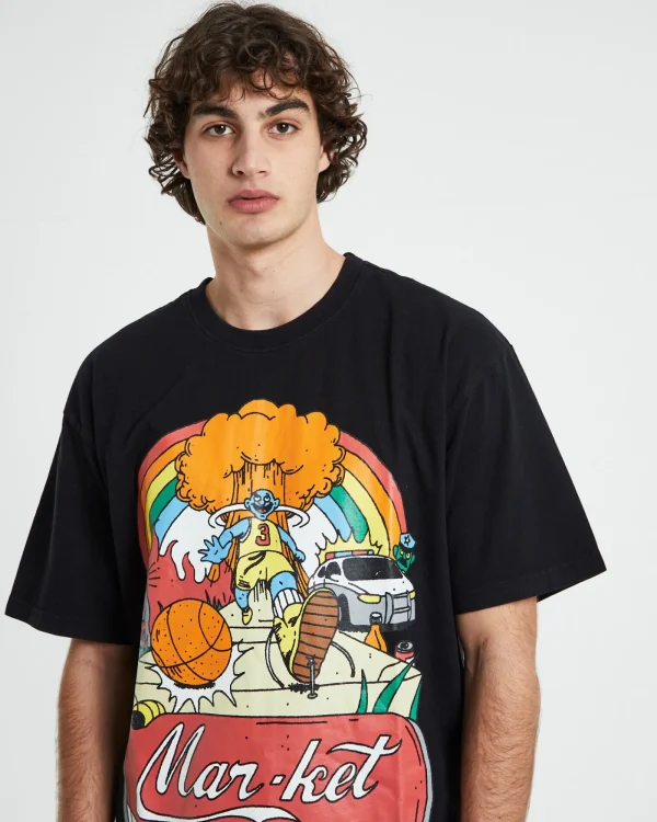 Best MARKET Good Day Short Sleeve T-Shirt In Vintage Black