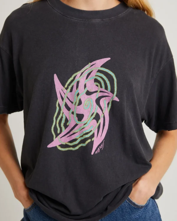 Fashion AFENDS Gravity Hemp Oversized Tee Stone Black