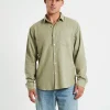Discount ARVUST Grover Long Sleeve Linen Shirt Moss