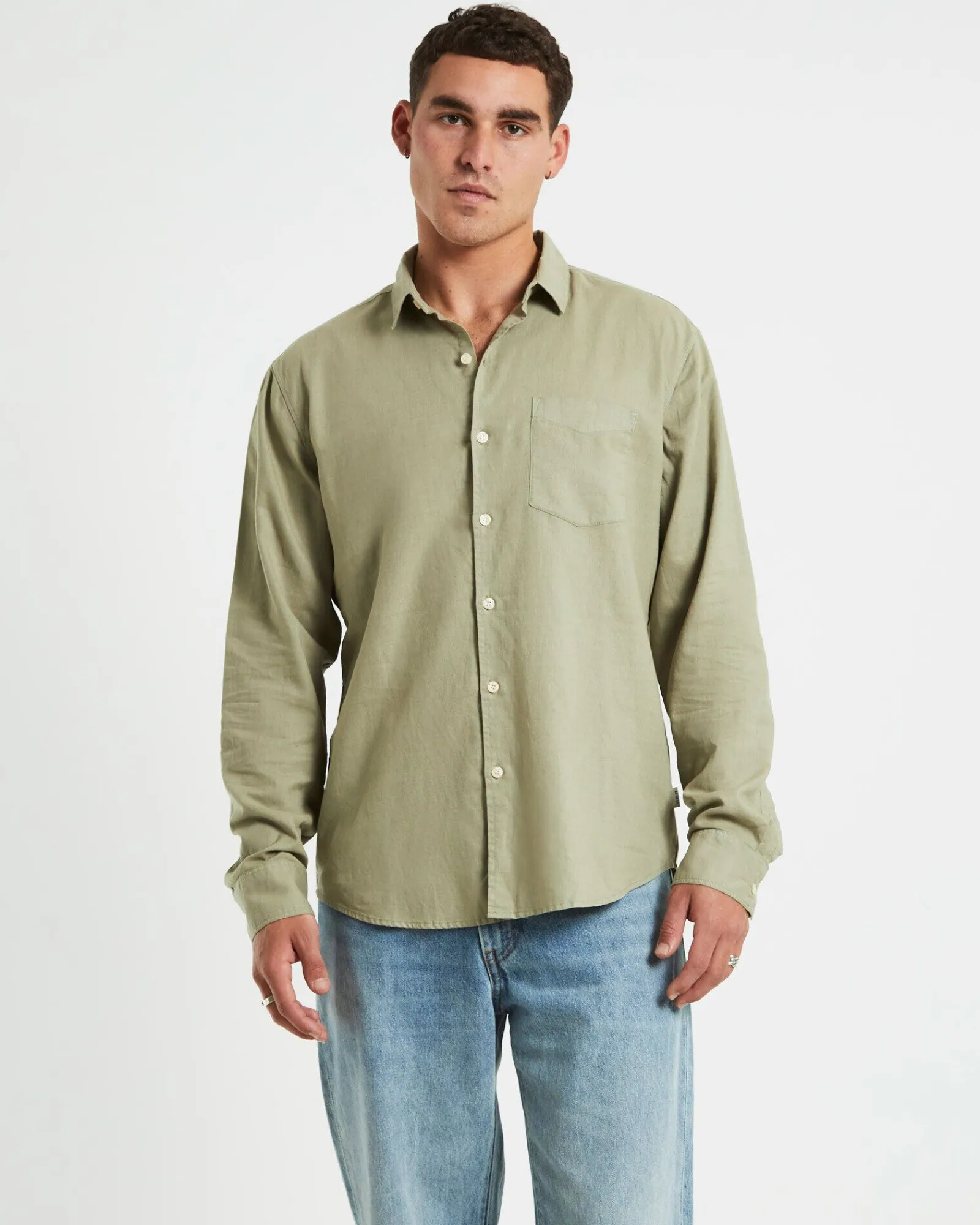 grover_long_sleeve_linen__0-1.webp Discount ARVUST Grover Long Sleeve Linen Shirt Moss