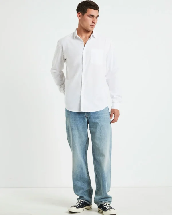 Sale ARVUST Grover Long Sleeve Linen Shirt White