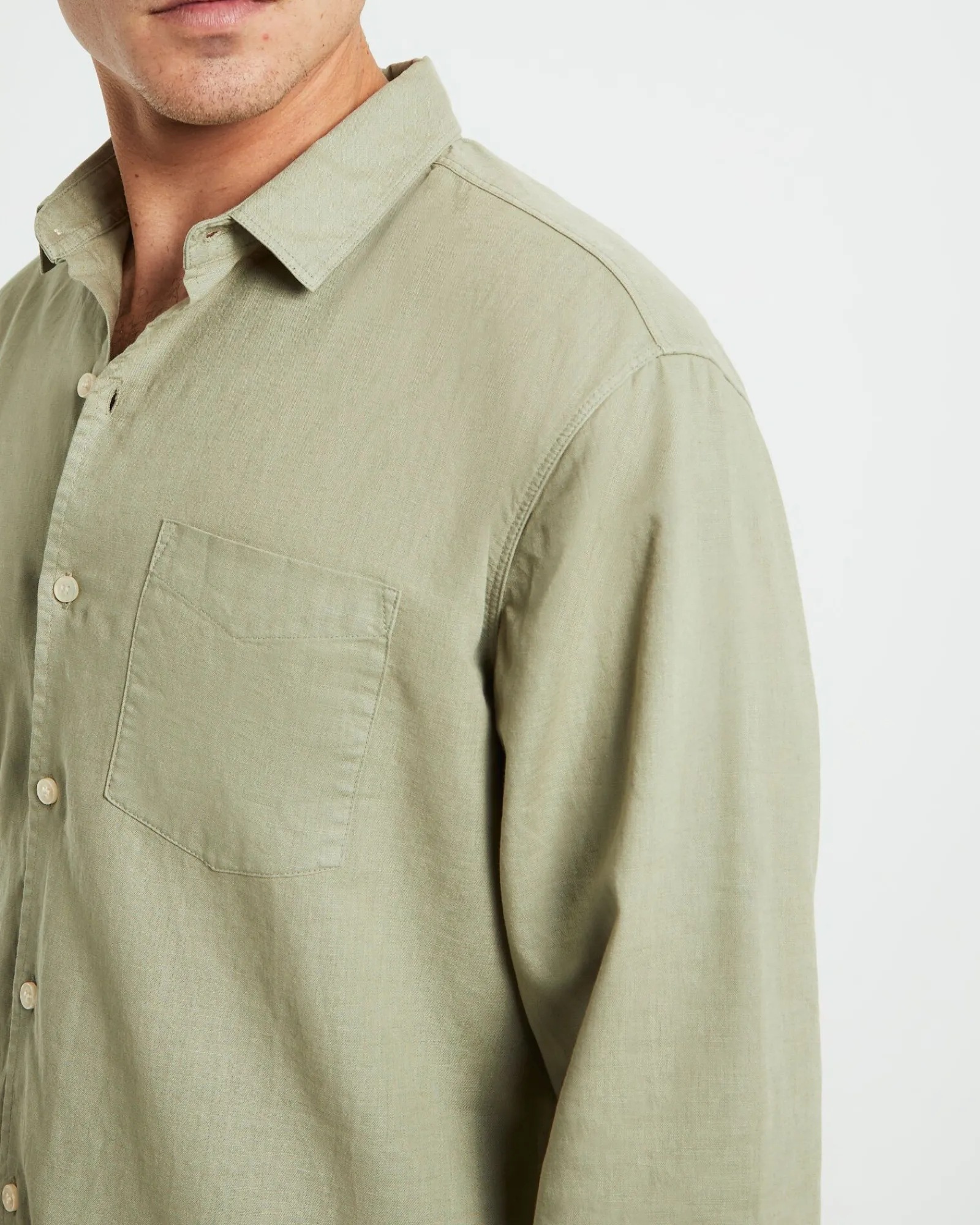 grover_long_sleeve_linen__5-1.webp Discount ARVUST Grover Long Sleeve Linen Shirt Moss
