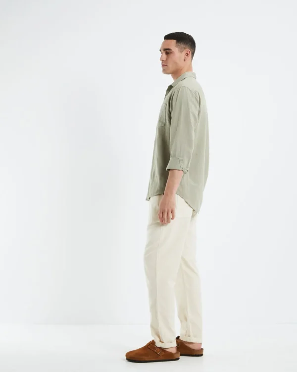 Discount ARVUST Grover Long Sleeve Linen Shirt Moss