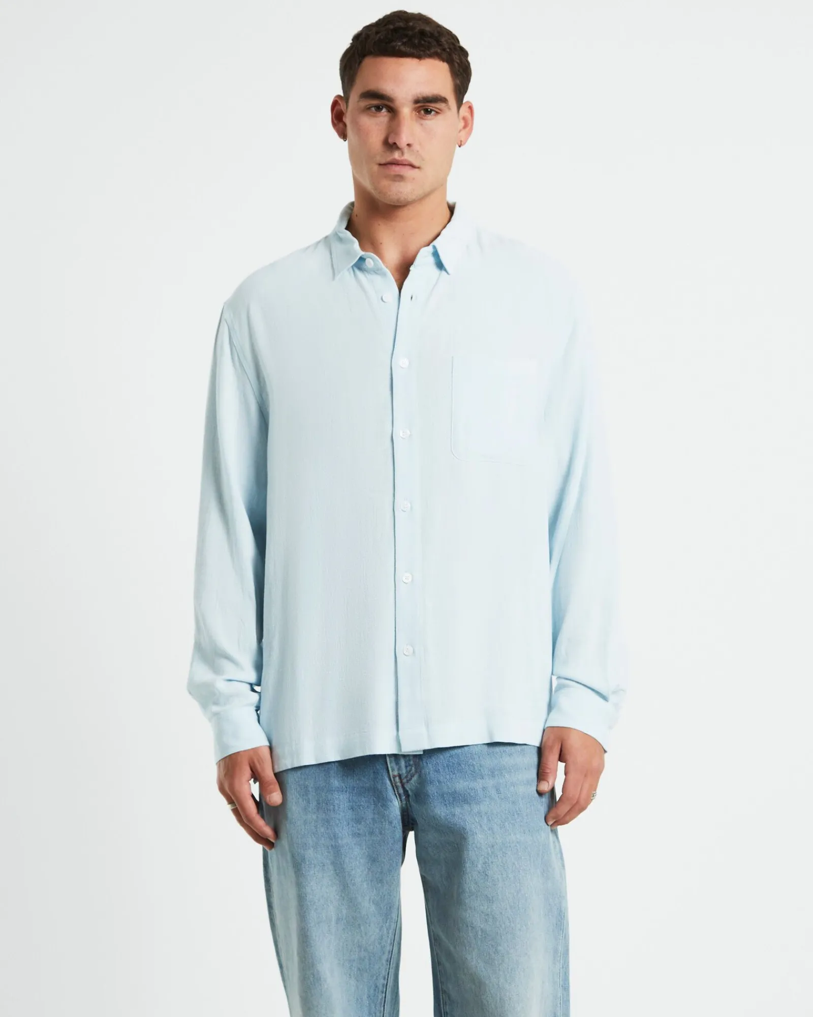 harrison_linen_long_sleev_0.webp Outlet ARVUST Harrison Linen Long Sleeve Shirt In Sky Blue
