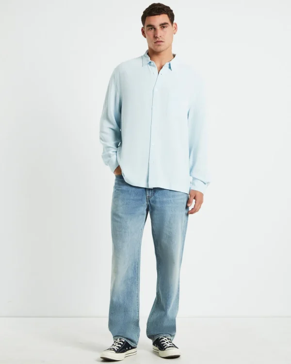 Outlet ARVUST Harrison Linen Long Sleeve Shirt In Sky Blue