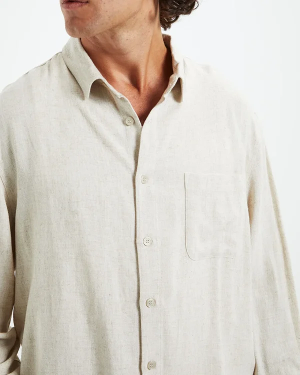 Outlet ARVUST Harrison Linen Long Sleeve Shirt Natural