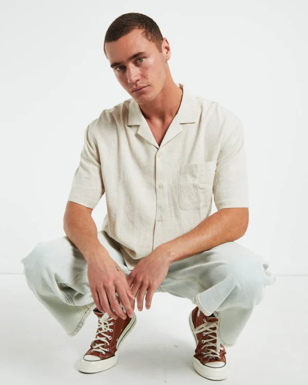 Sale ARVUST Harrison Linen Short Sleeve Resort Shirt In Natural
