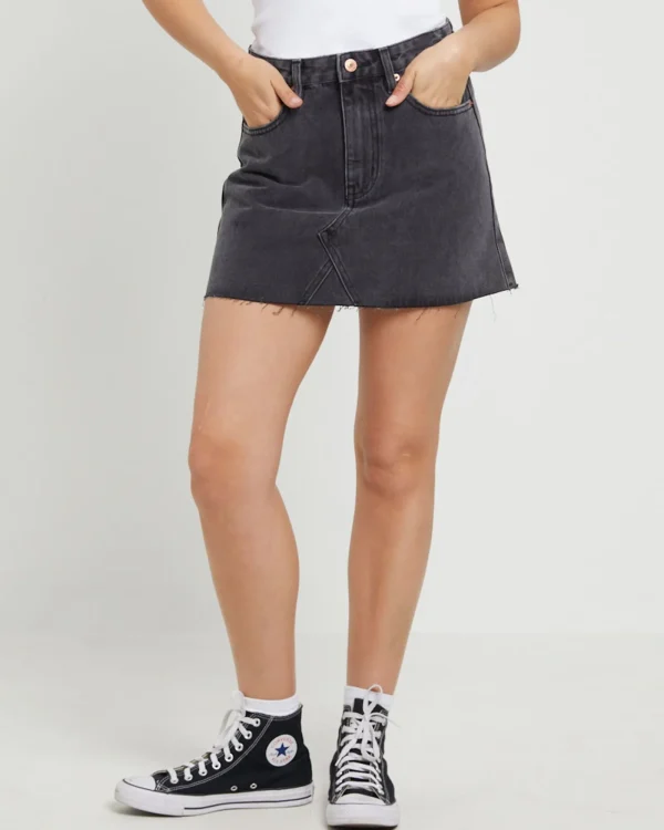 Flash Sale INSIGHT Hattie Denim Mini Skirt In After Dark Black