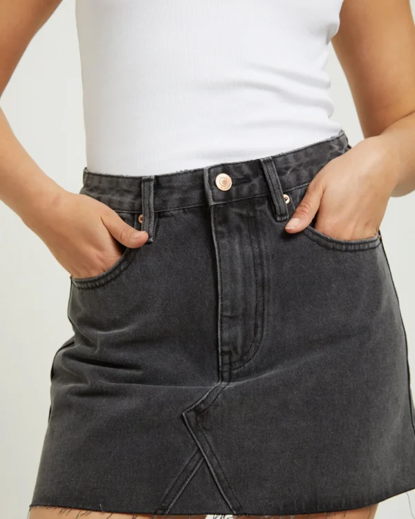 Flash Sale INSIGHT Hattie Denim Mini Skirt In After Dark Black