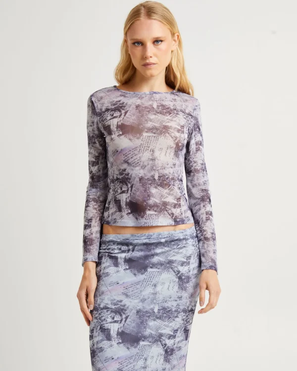 Fashion INSIGHT Hazy Mesh Long Sleeve Top