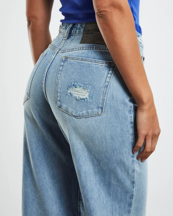 Best Sale ONE TEASPOON Hendrixe Jackson Mid Waist Wide Leg Jeans Blue