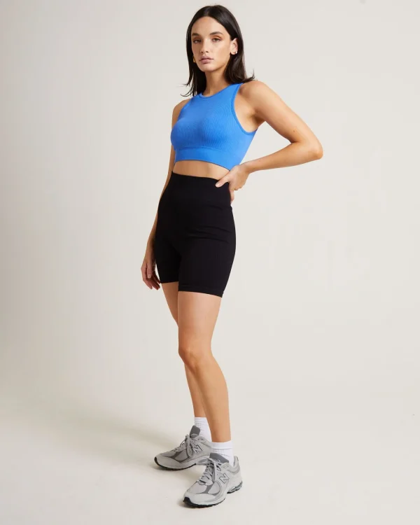 Store SUBTITLED SPORTS CLUB High Neck Sports Crop Top In Cobalt Blue
