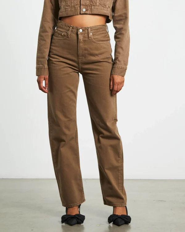 Cheap CALVIN KLEIN High Rise Straight Jeans In Brown