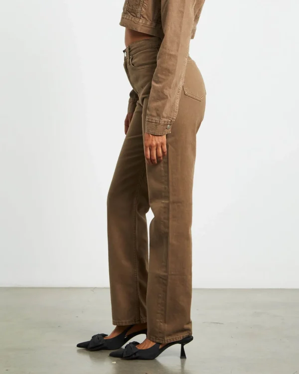 Cheap CALVIN KLEIN High Rise Straight Jeans In Brown