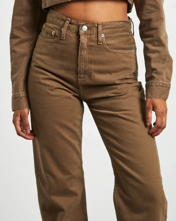 Cheap CALVIN KLEIN High Rise Straight Jeans In Brown