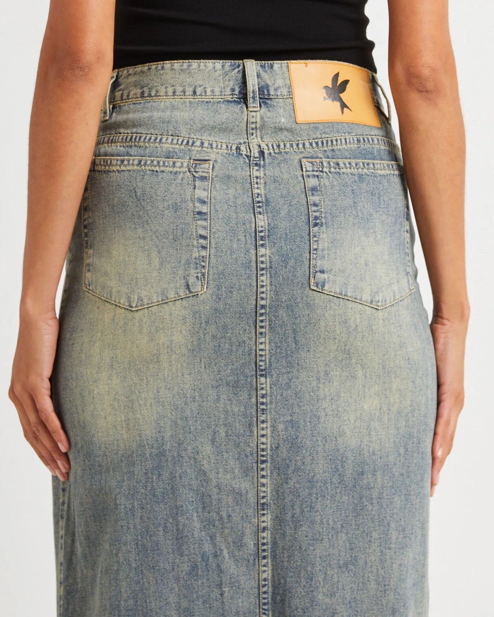 high_waisted_denim_column_4.webp Discount ONE TEASPOON High Waisted Denim Column Skirt Dirty Blue