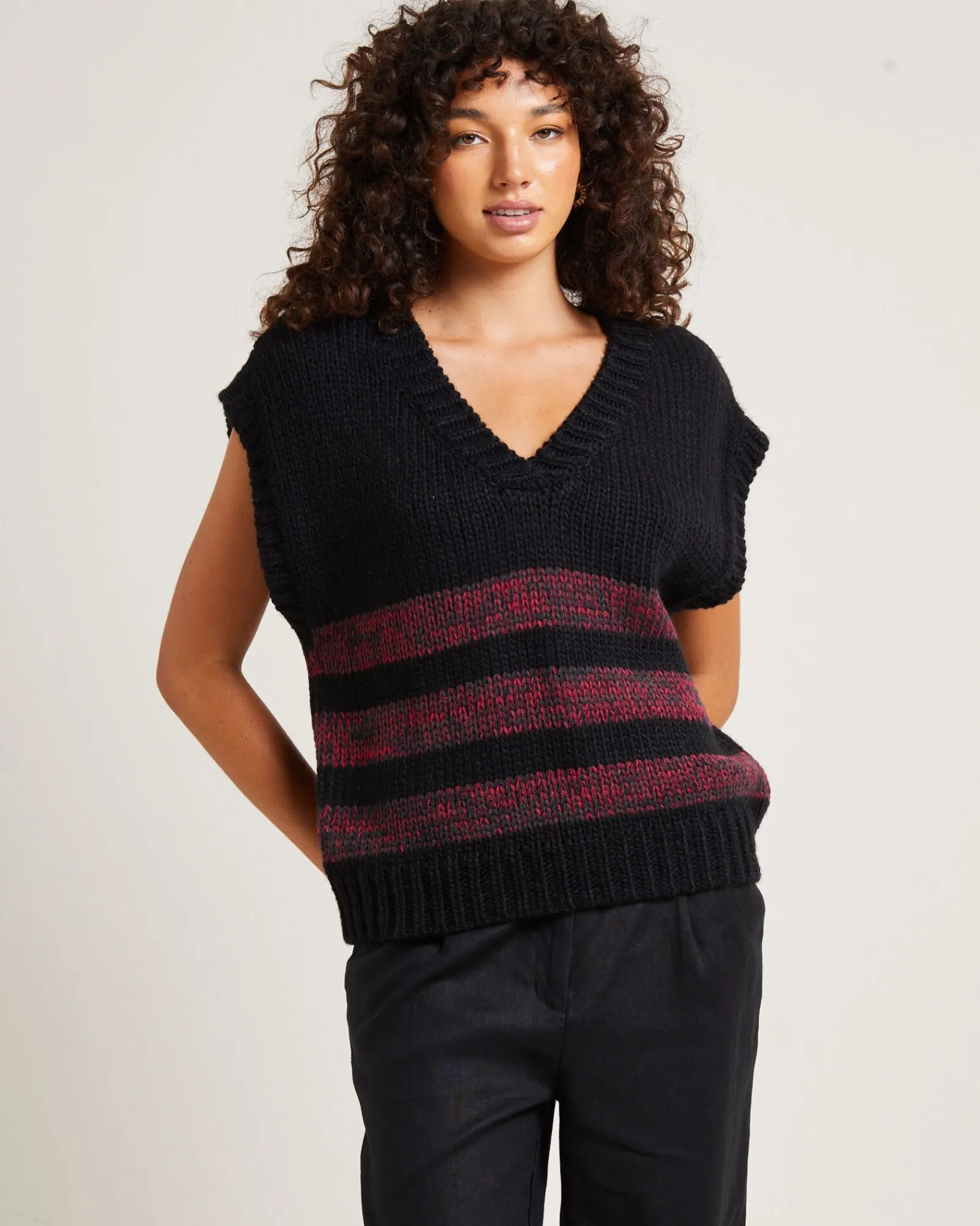 hockney_stripe_knit_vest__4.webp Shop INSIGHT Hockney Stripe Knit Vest Black