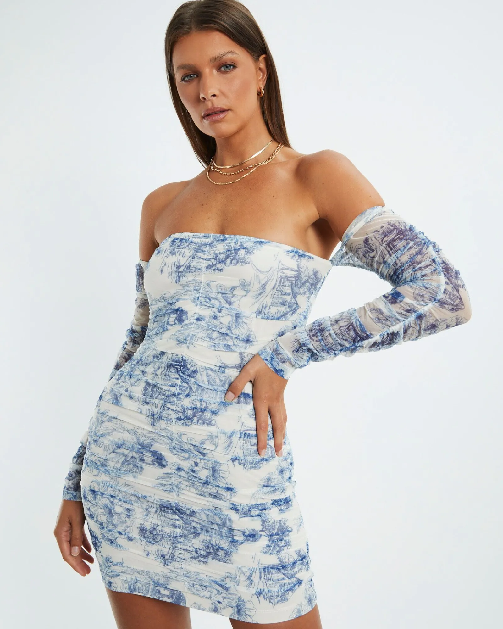 holly_toile_print_gathere_0.webp Cheap ALICE IN THE EVE Holly Toile Print Gathered Dress Assorted