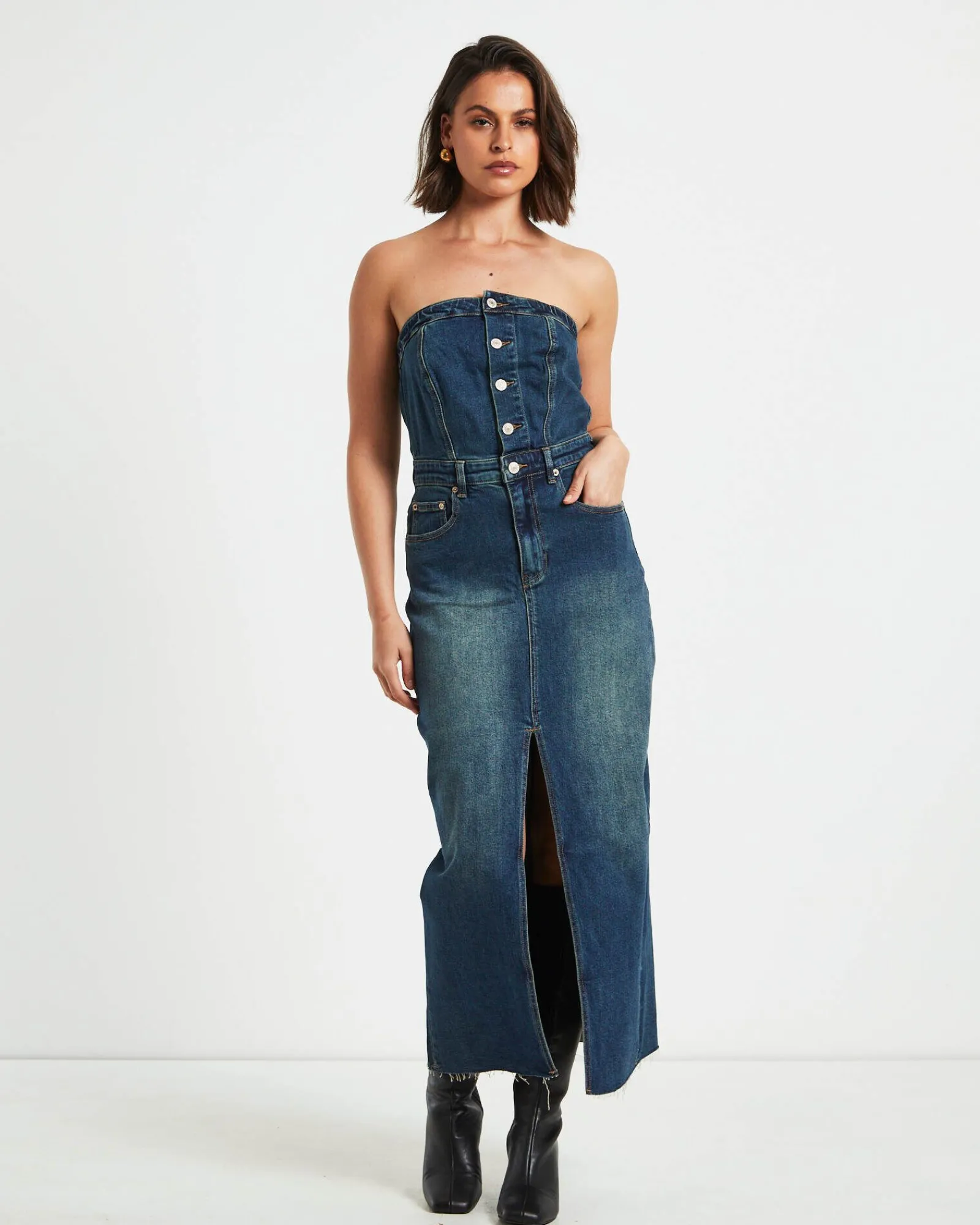 howdy_denim_tube_midi_dre_0.webp Flash Sale INSIGHT Howdy Denim Tube Midi Dress In Vintage Blue