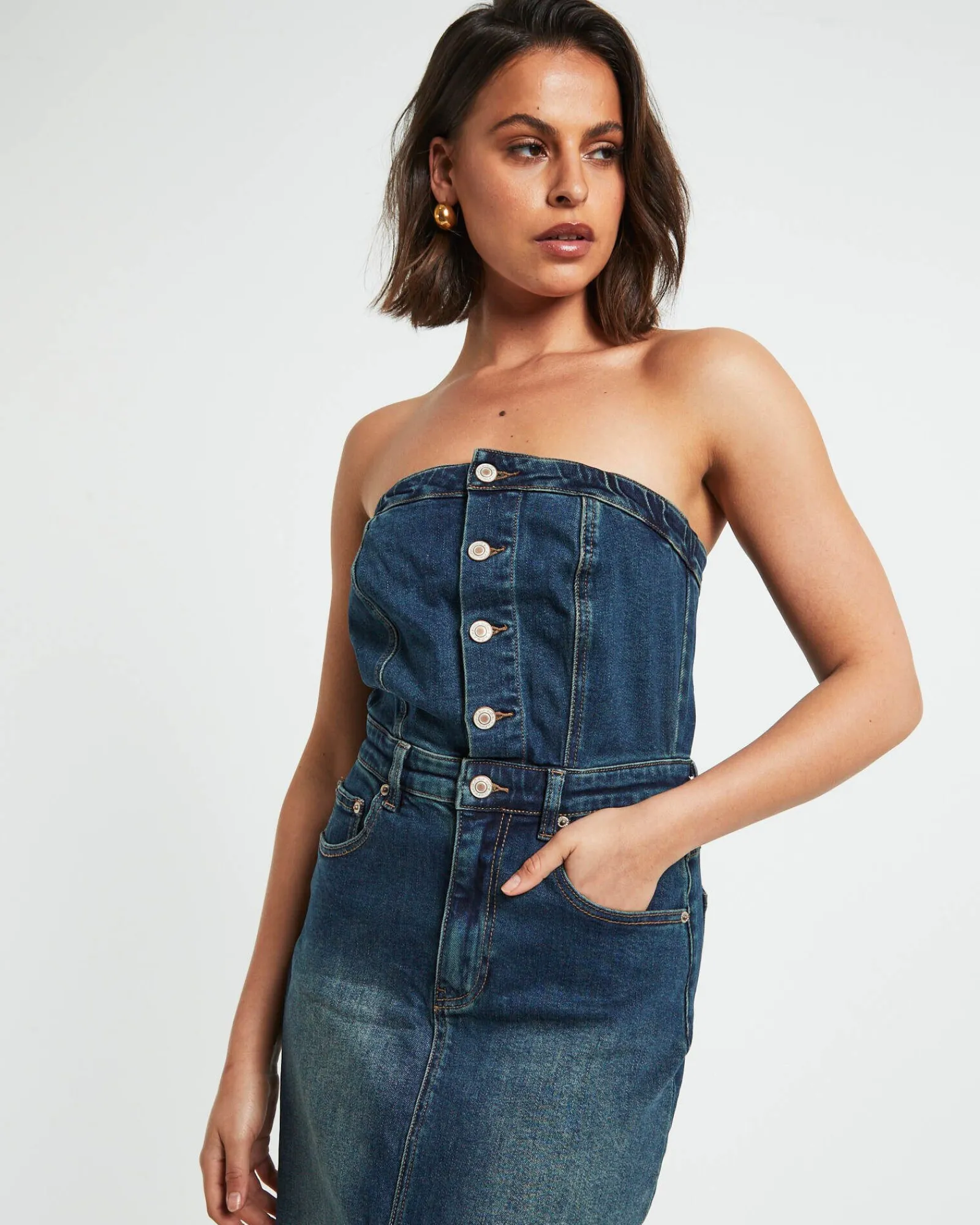 howdy_denim_tube_midi_dre_5.webp Flash Sale INSIGHT Howdy Denim Tube Midi Dress In Vintage Blue