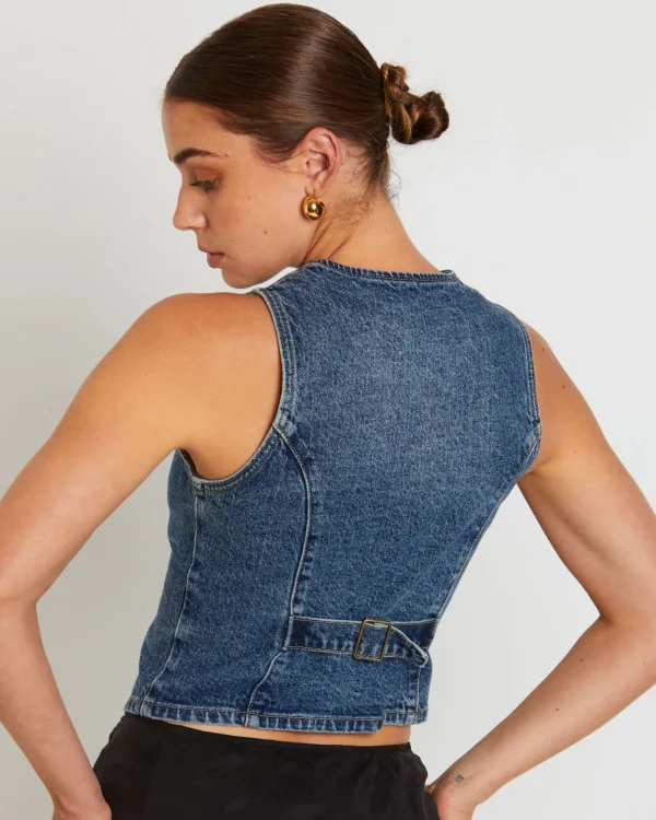 Discount INSIGHT Howdy Denim Vest In Grunge Blue